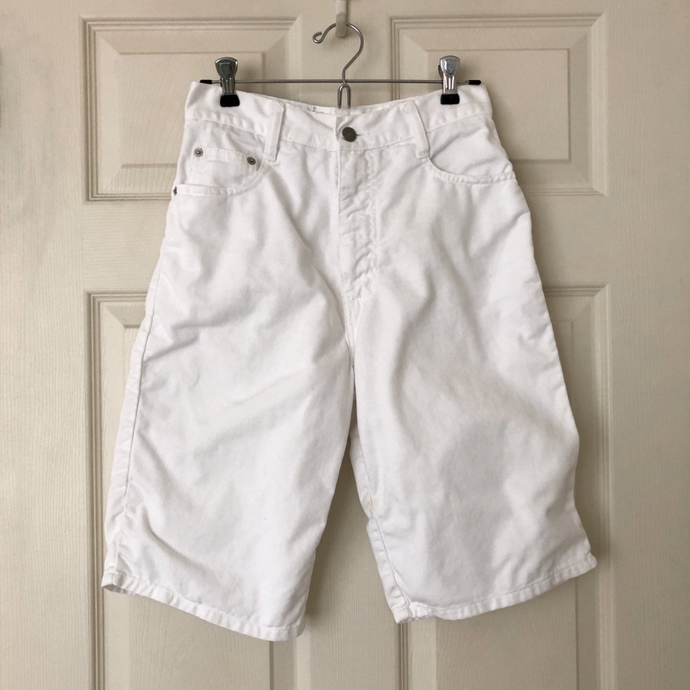 Vintage Steel Jeans White Denim Long Shorts Waist 26 (See Description re Size)